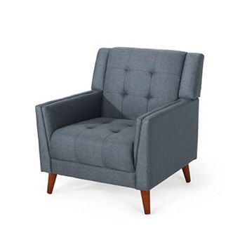 Trikiousd Mid Century Modern Tufted Armchair Accent Club Chair Wood Legs