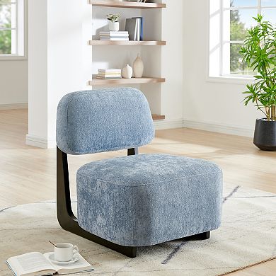 Trikiousd Modern Accent Chair Solid Wood Frame Chenille Upholstered Lounge Chair