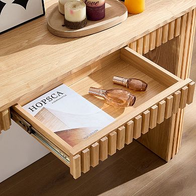 Trikiousd Modern Console Table with Drawer Curved Entryway Table