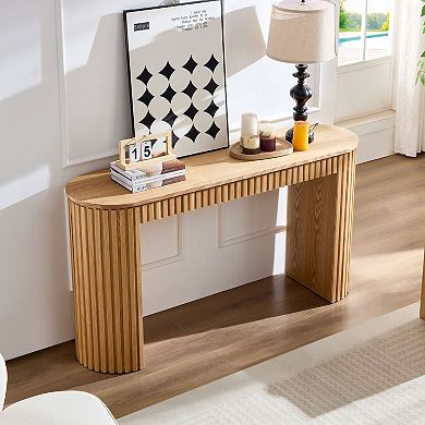 Trikiousd Modern Console Table with Drawer Curved Entryway Table