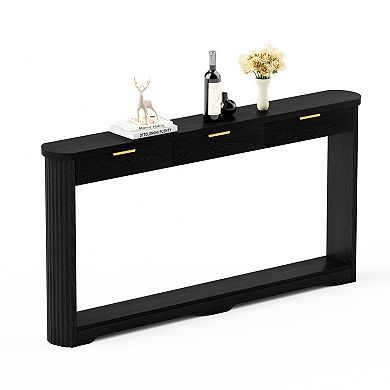 Trikiousd Storage Console Table with 3 Drawers Narrow Sofa Table