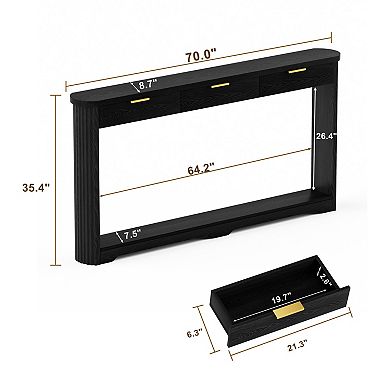 Trikiousd Storage Console Table with 3 Drawers Narrow Sofa Table