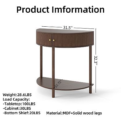Trikiousd Demi Lune Console Table Half Moon Entryway Table with 2 Drawers and Shelf