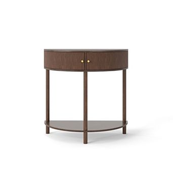 Trikiousd Demi Lune Console Table Half Moon Entryway Table with 2 Drawers and Shelf