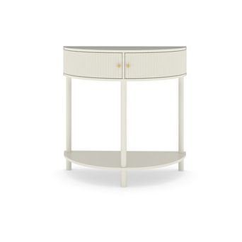 Trikiousd Demi Lune Console Table Half Moon Entryway Table with 2 Drawers and Shelf