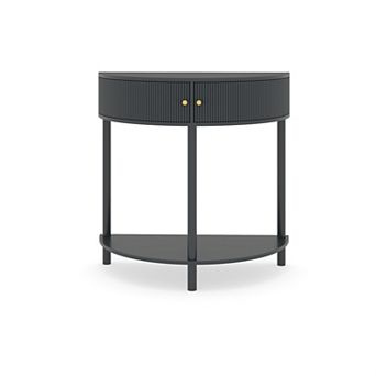 Trikiousd Demi Lune Console Table Half Moon Entryway Table with 2 Drawers and Shelf