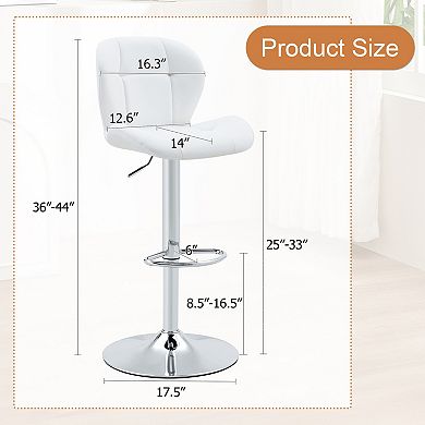 Trikiousd Set of 2 Adjustable Bar Stools Tufted Upholstered Chairs with Metal Base
