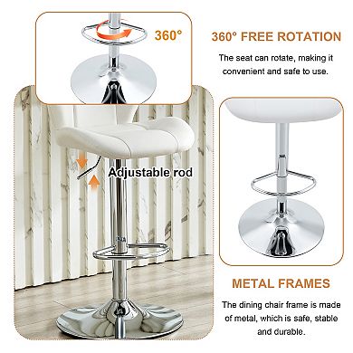 Trikiousd Set of 2 Adjustable Bar Stools Tufted Upholstered Chairs with Metal Base