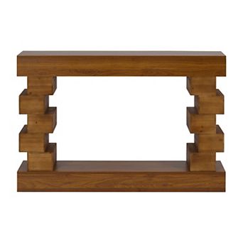 Trikiousd Geometric Block Wood Console Table Modern Entryway Accent Table for Living Room