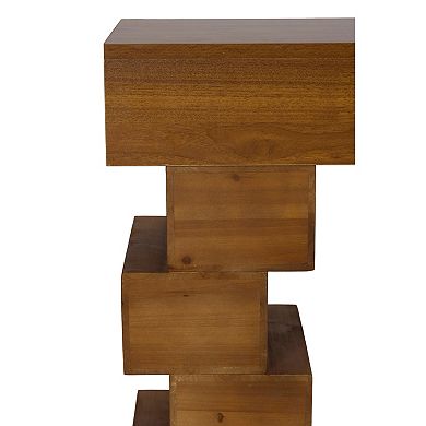 Trikiousd Geometric Block Wood Console Table Modern Entryway Accent Table for Living Room