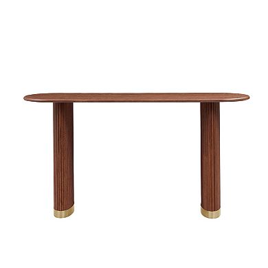 Trikiousd 59" Modern Console Table MDF Entryway Table with Stainless Steel Legs