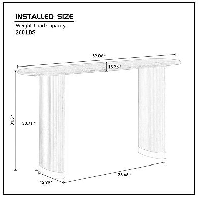 Trikiousd 59" Modern Console Table MDF Entryway Table with Stainless Steel Legs