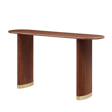 Trikiousd 59" Modern Console Table MDF Entryway Table with Stainless Steel Legs