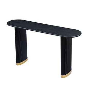 Trikiousd 59" Modern Console Table MDF Entryway Table with Stainless Steel Legs