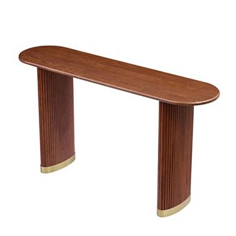 Trikiousd 59" Modern Console Table MDF Entryway Table with Stainless Steel Legs