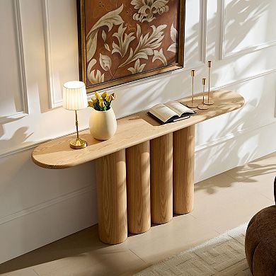 Trikiousd Modern Console Table 67" Entryway Table with Cylinder Legs