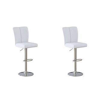 Trikiousd Modern Bar Stool Set of 2 Adjustable Swivel PU Counter Chairs with Metal Base