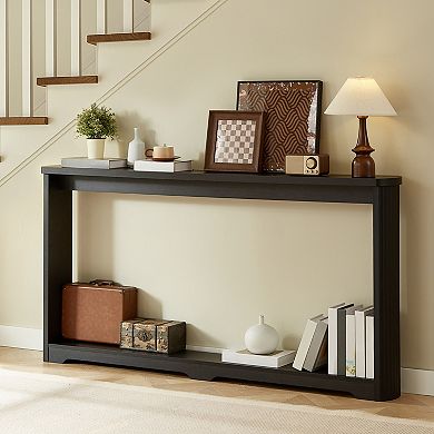 Trikiousd 70.1" Narrow Wooden Console Table Entryway Sofa Table with Storage Shelf