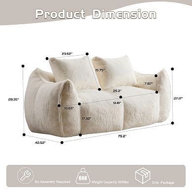 Trikiousd Giant Bean Bag Sofa Loveseat Oversized Chaise Lounge Chair