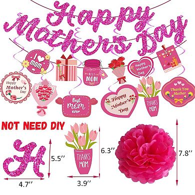 Happy Mother's Day Banner & Swirls