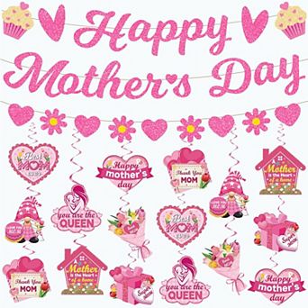 Glitter Happy Mother's Day Banner & Decor