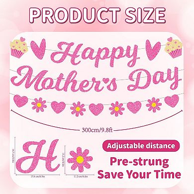 Glitter Happy Mother's Day Banner & Decor