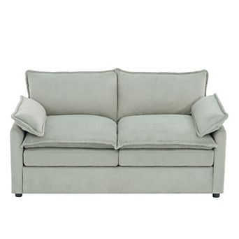Trikiousd 67.7" Modern Loveseat Sofa Plush Upholstered Couch with Double Cushion & Side Pockets