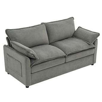 Trikiousd 67.7" Modern Loveseat Sofa Plush Upholstered Couch with Double Cushion & Side Pockets