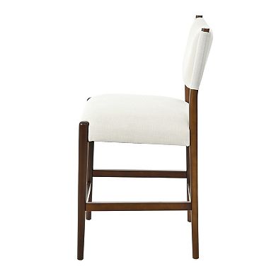 Trikiousd 26.4 Inch Solid Wood Counter Height Bar Stools Set of 2 Upholstered Kitchen Chairs