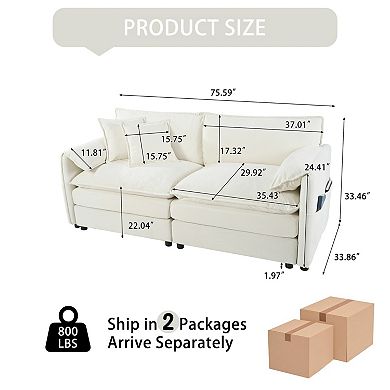 Trikiousd Oversized Chenille Loveseat Sofa 2-Seater Deep Seat Modular Cloud Couch