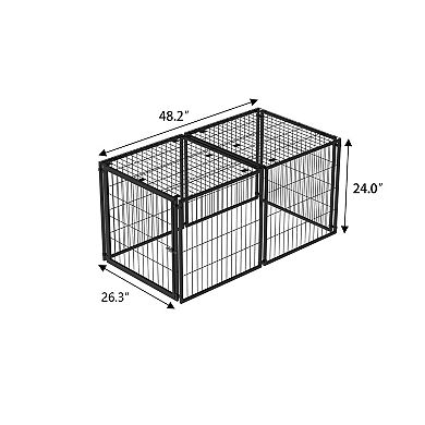Trikiousd 48" Large Dog Cage Metal Indoor Kennel with Top Cover