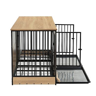 Trikiousd XL Double Dog Crate Furniture with Divider and Dual Rooms