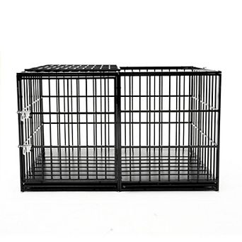 Trikiousd 61" Heavy Duty Metal Dog Crate with Double Doors and Tray