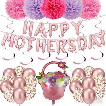 Mother's Day Pom-Poms, Banner & Balloon Set