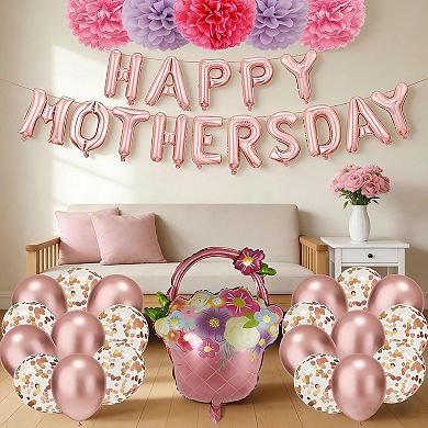 Mother's Day Pom-Poms, Banner & Balloon Set