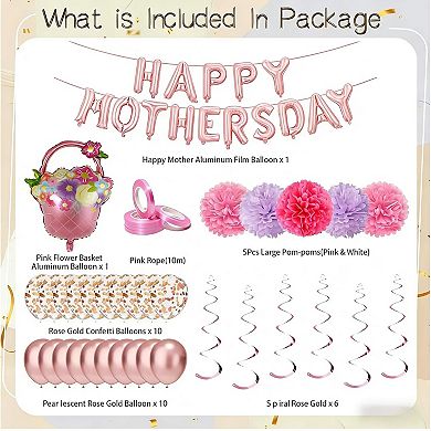 Mother's Day Pom-Poms, Banner & Balloon Set