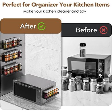 2-Pack Magnetic Refrigerator Spice Rack Shelf, Kitchen Organizer Storage
