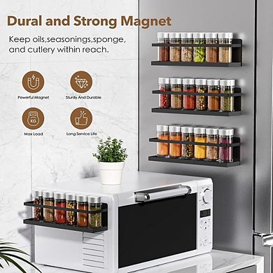 2-Pack Magnetic Refrigerator Spice Rack Shelf, Kitchen Organizer Storage