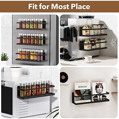 2-Pack Magnetic Refrigerator Spice Rack Shelf, Kitchen Organizer Storage
