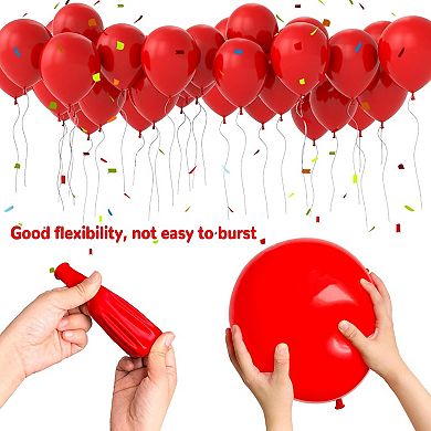 100 Red & White Latex Balloons for Parties