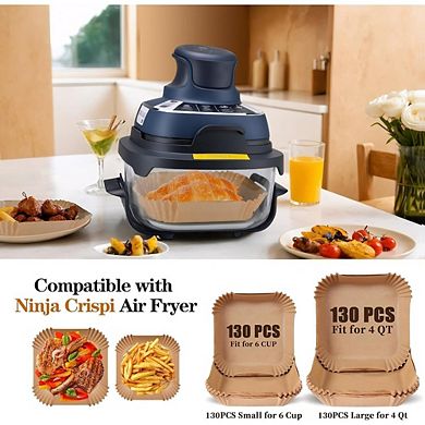 260-Piece Air Fryer Liners Set, Silicone and Disposable, Non-Stick, Reusable