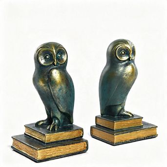 Owl Bronze Bookends, Anti-Slip Base