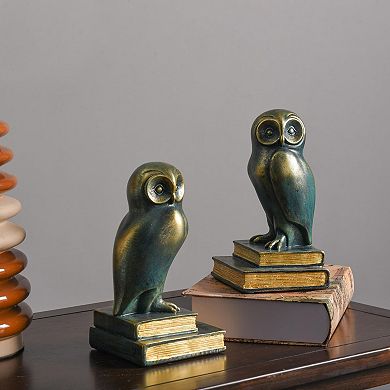 Owl Bronze Bookends, Anti-Slip Base
