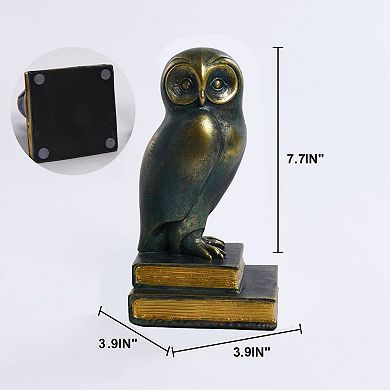 Owl Bronze Bookends, Anti-Slip Base