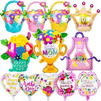 12 pc Premium Heart-Shaped Mother's Day Balloons
