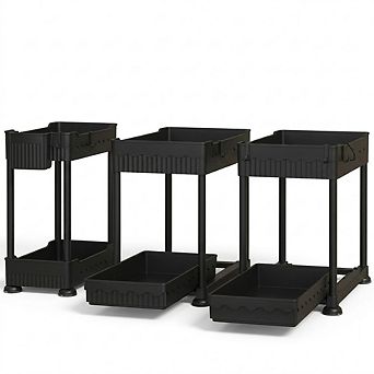 3-Pack 2 tier Under Sink Organizer, Sliding Drawer Multi-Purpose Storage
