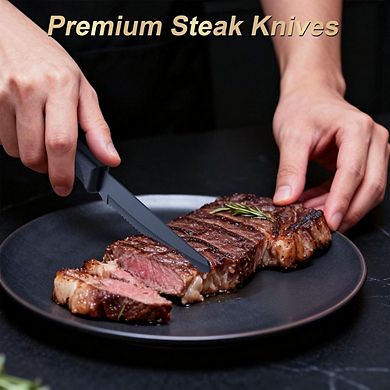 15-Piece Kitchen Knife Set with Knife Block and Built-In Sharpener Stainless Steel
