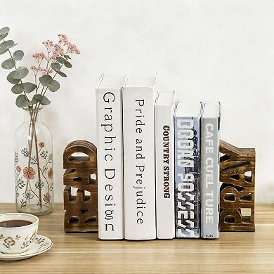 Wooden Bookends, Library Desk Decor