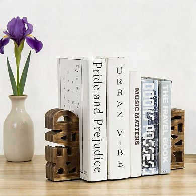 Wooden Bookends, Library Desk Decor