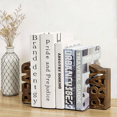 Wooden Bookends, Library Desk Decor